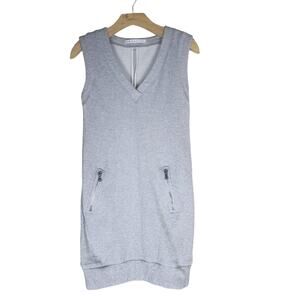 Trina Turk Gray V-Neck Sleeveless Mini Sweater Sweatshirt Dress, Small